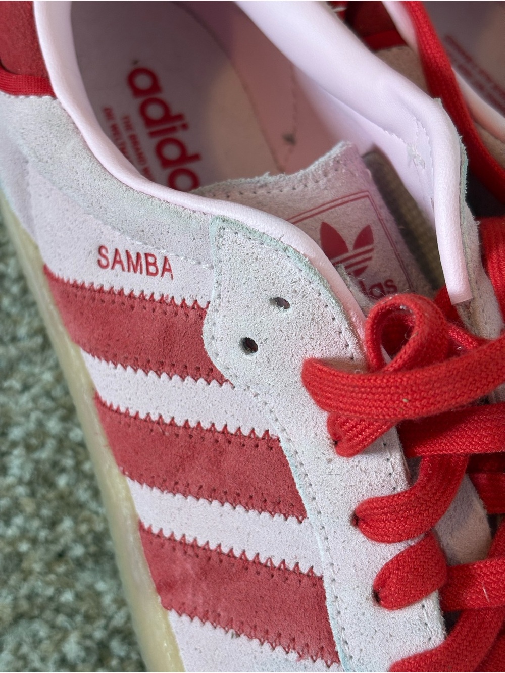 Adidas Sambae Women's Pink and Red Suede Sneakers. Size 8 - Picture 4 of 10